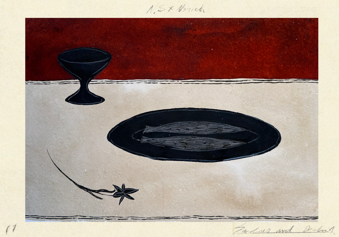 Sardines and orchid - Unframed Original