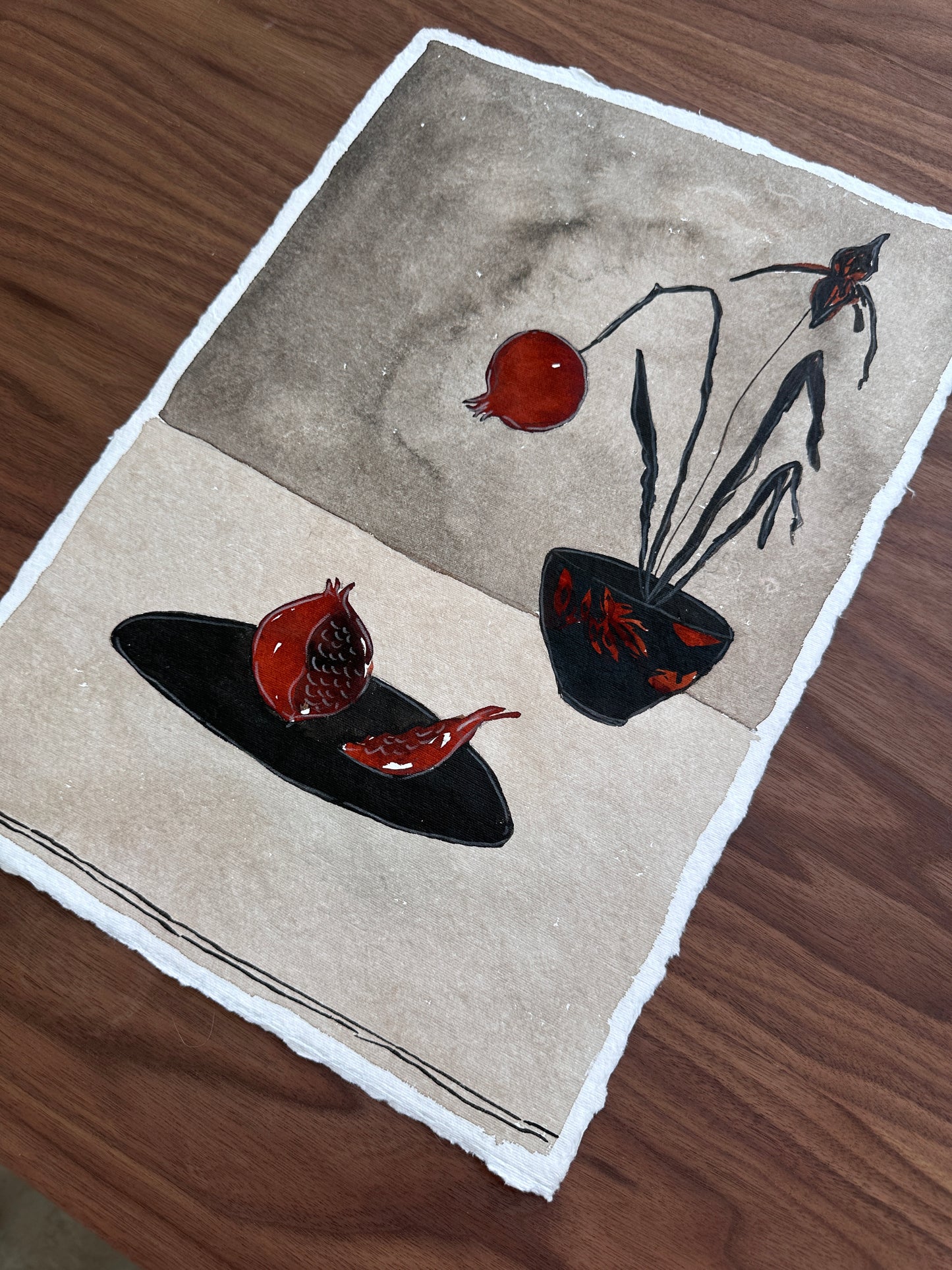 Pomegranate bouquet - Unframed Original